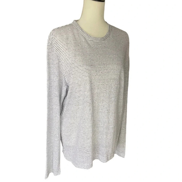 NWOT Club Monaco 100% Linen Knit Long Sleeve Tee Striped - Picture 11 of 11
